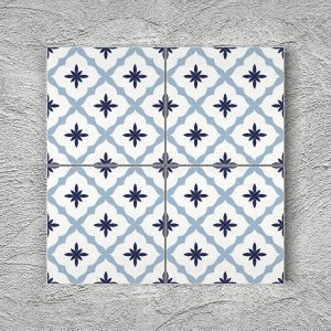 20x20 Cm YC 38 Mavi Çiçekli Yer Çinisi