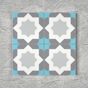 20x20 Cm YC 39 Gri Mavi Türkmen Yıldızı Yer Çinisi