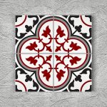 20x20 Cm YC 44 Gri Kırmızı Çiçekli Yer Çinisi
