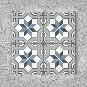 20x20 Cm YC 52 Gri Mavi Yıldız Yer Çinisi