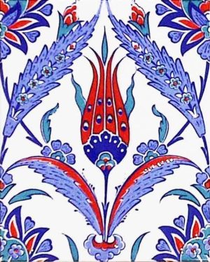 20x25 Cm AC 1002 Kütahya Çinisi Lale Desenli Çini Karo