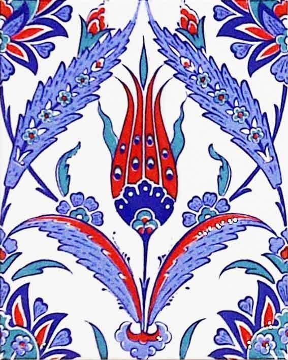 20x25 Cm AC 1002 Kütahya Çinisi Lale Desenli Çini Karo
