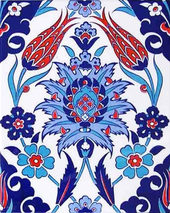 20x25 Cm Ac 1004 Kırmızı Laleli Kütahya Çini Seramik Karo