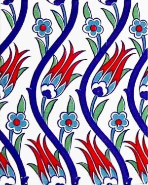 20x25 Cm Ac 1020 Sarmaşık Laleli Desen Çini Seramik Karo