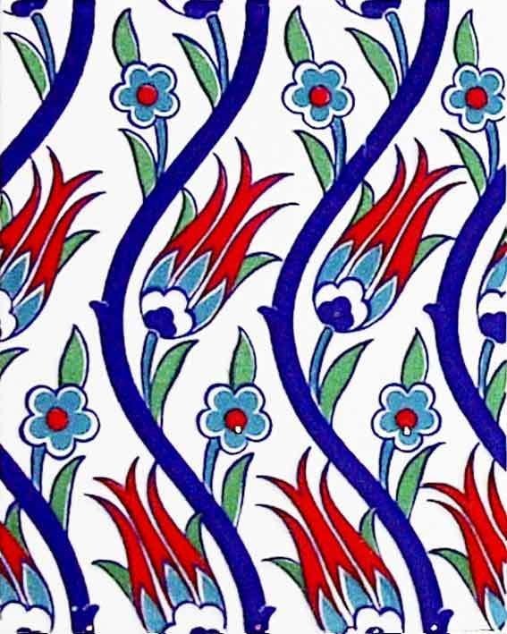 20x25 Cm Ac 1020 Sarmaşık Laleli Desen Çini Seramik Karo