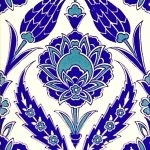 20x25 Cm Ac 308 Mavi Beyaz Lale desen Kütahya Çini Karo