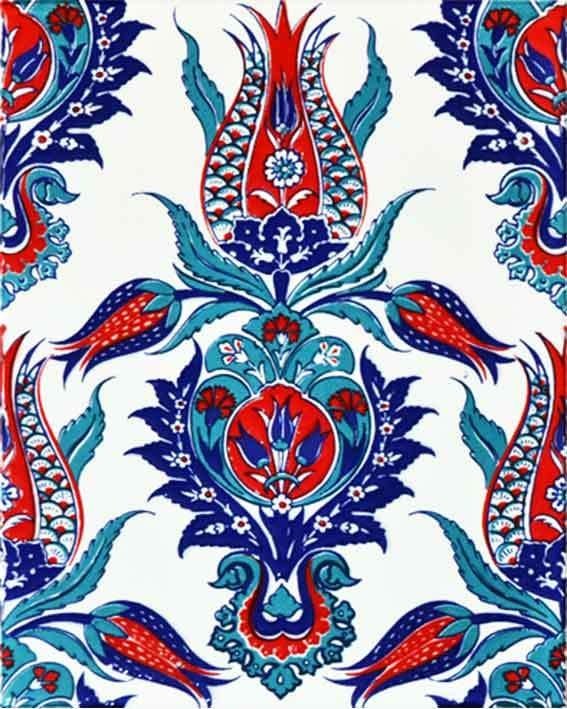 20x25 Cm Ac 309 Tek Lale Desenli Kütahya Çini Karo