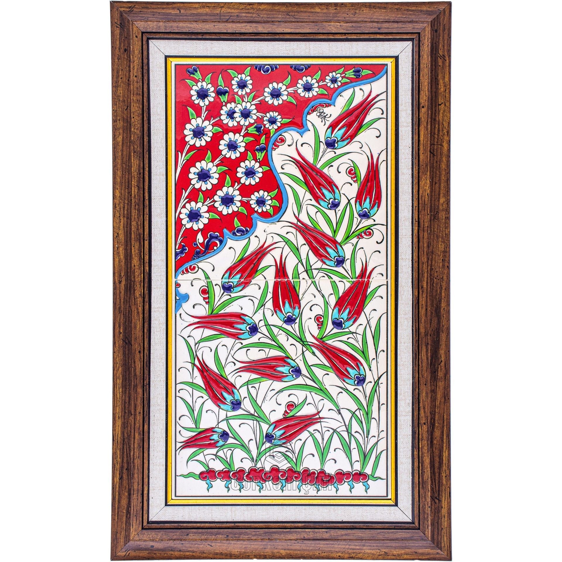 20x40 Cm ED 151 Kırmızı Lalezar El dekoru Çini Pano