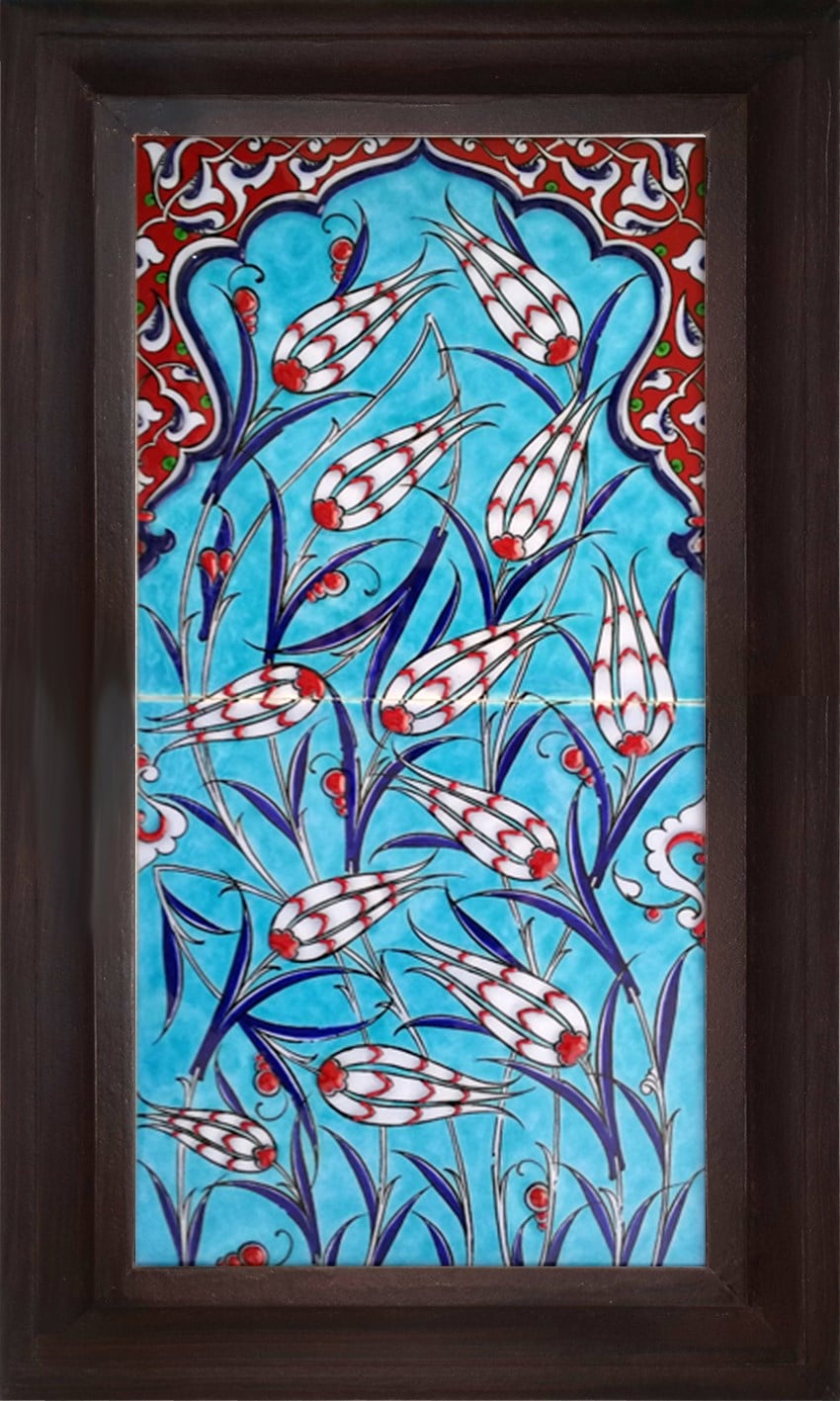 20x40 Cm ED 154 Mavili Lalezar El dekoru Çini Pano