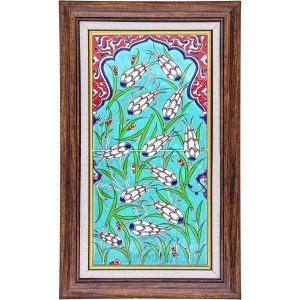 20x40 Cm ED 152 Yeşil Lalezar El dekoru Çini Pano