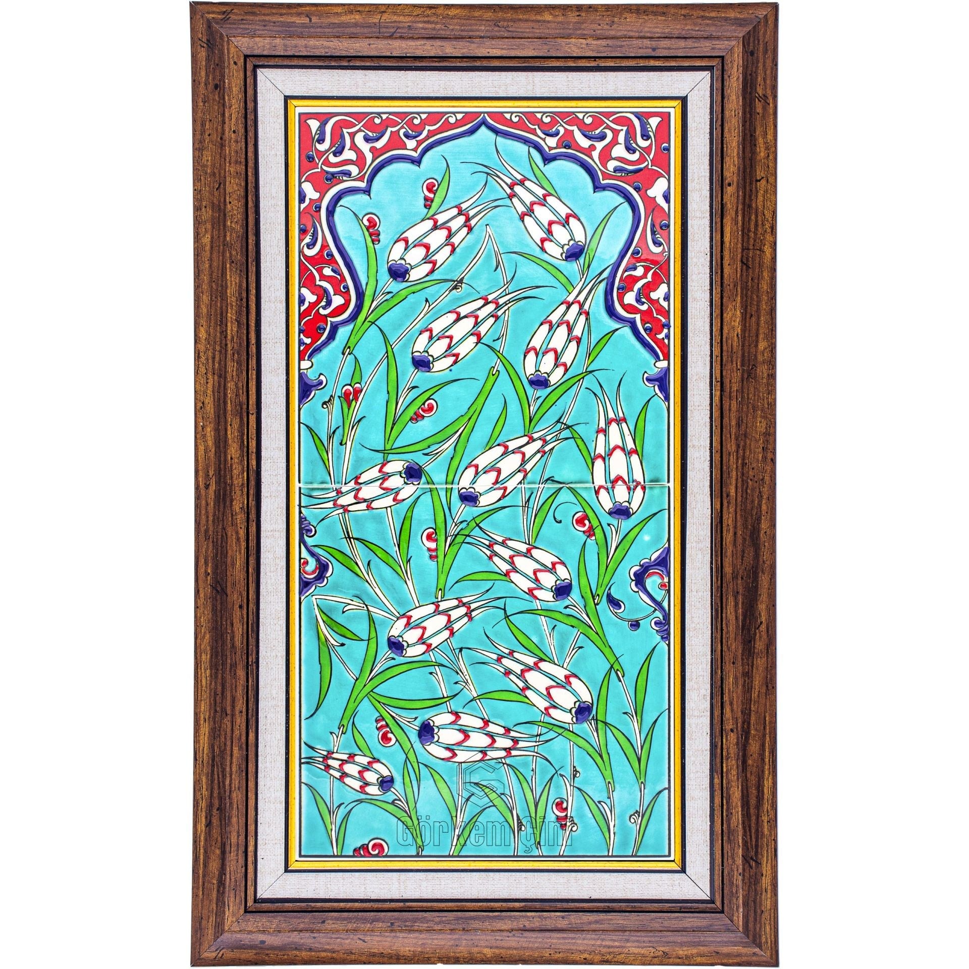 20x40 Cm ED 152 Yeşil Lalezar El dekoru Çini Pano