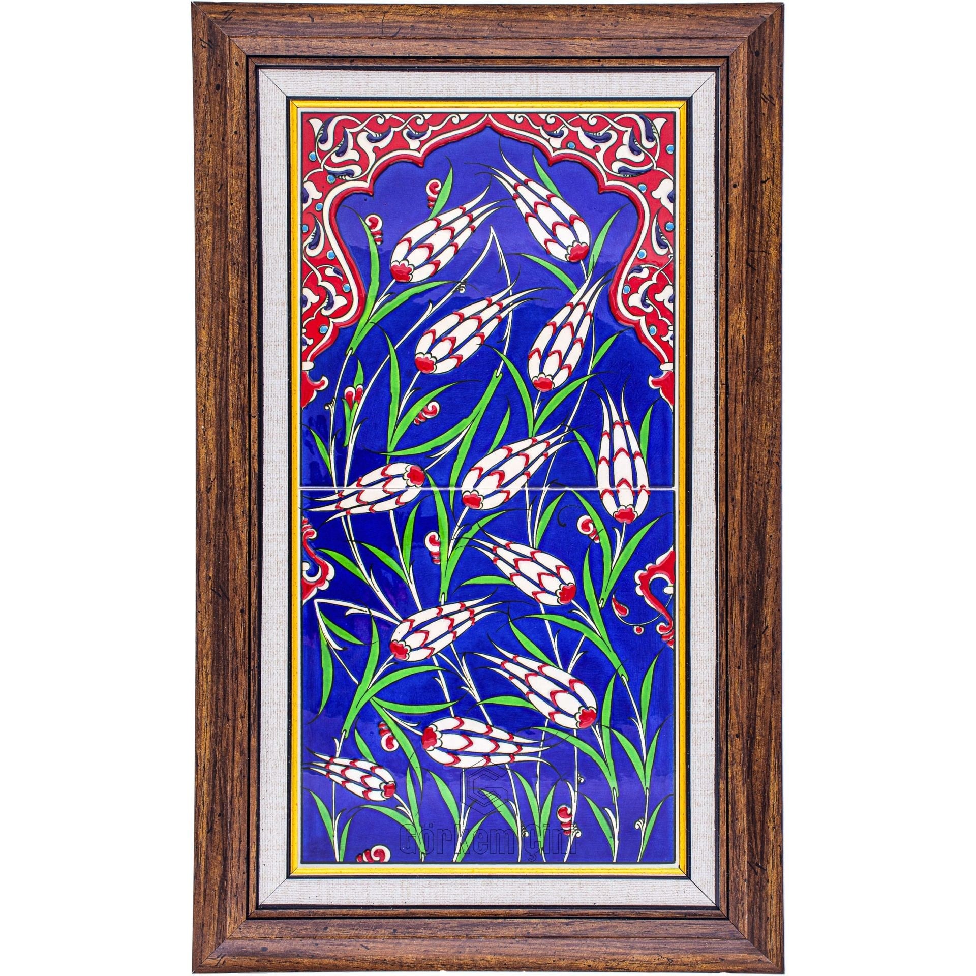 20x40 Cm ED 155 Mavi Selvi Eldekoru Çini Pano