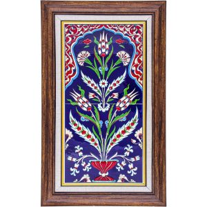20x40 Cm ED 157 Kobalt Kıvrık Yaprak  El dekoru Çini Pano