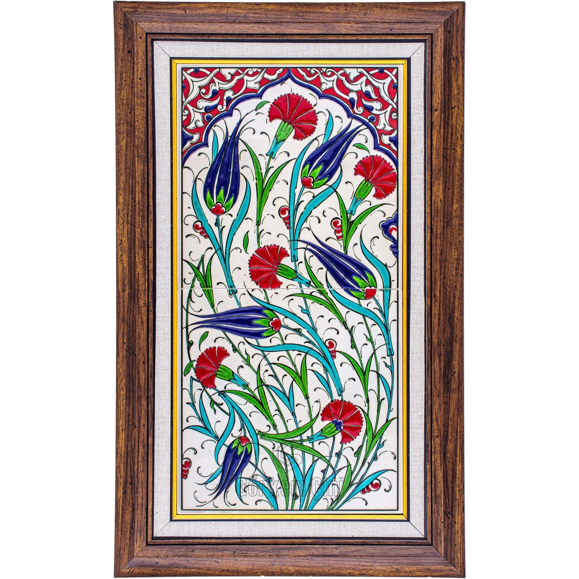 20x40 Cm ED 161 Lale Karanfil Eldekoru Çini Pano