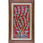 20x40 Cm ED 163 Kırmızı Hayat ağacı El dekoru Çini Pano