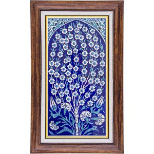 20x40 Cm ED 165 Hayat ağacı Kobalt El dekoru Çini Pano