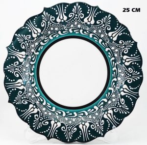25 cm AR 250 Çini İşlemeli Resim Baskı ve Kaligrafi Tabağı Yeşil