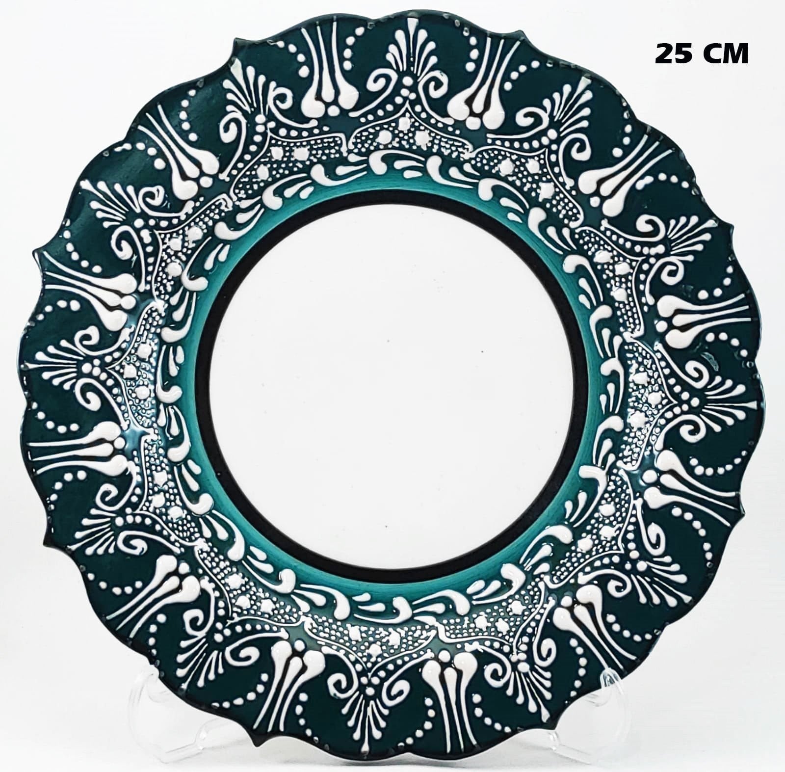 25 cm AR 250 Çini İşlemeli Resim Baskı ve Kaligrafi Tabağı Yeşil