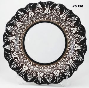 25 cm AR 251 Çini İşlemeli Resim Baskı ve Kaligrafi Tabağı Kahve