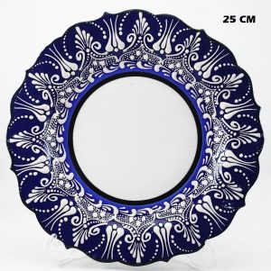 25 cm AR 253 Çini İşlemeli Resim Baskı ve Kaligrafi Tabağı Lacivert