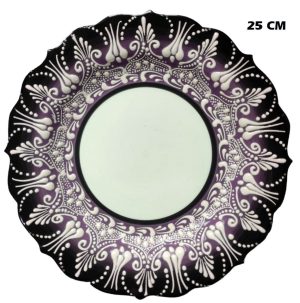 25 cm AR 254 Çini İşlemeli Resim Baskı ve Kaligrafi Tabağı Lila