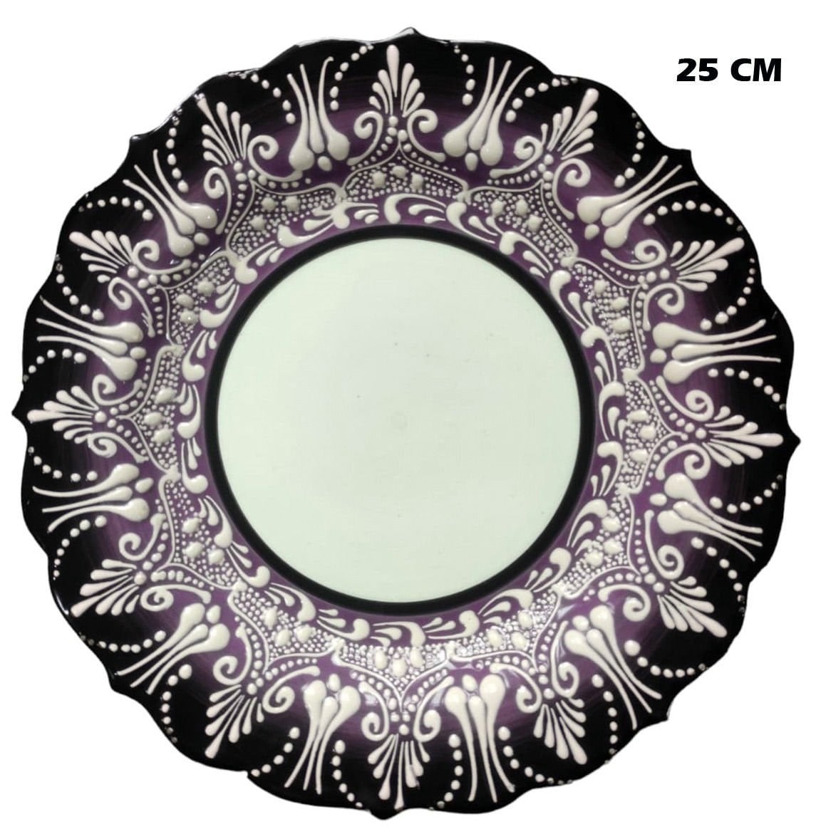 25 cm AR 254 Çini İşlemeli Resim Baskı ve Kaligrafi Tabağı Lila