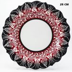 25 cm AR 255 Çini İşlemeli Resim Baskı ve Kaligrafi Tabağı Kırmızı