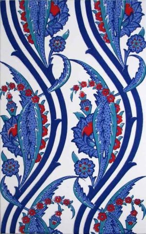 25x40 Cm SP 404 Desenli İznik Çini Karo Sarmaşık Lale