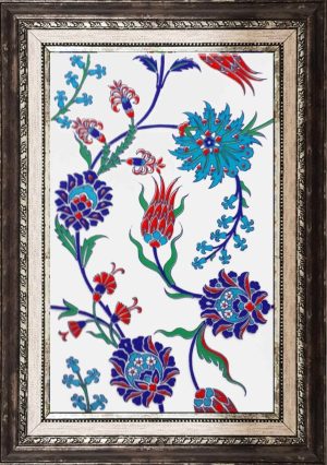 25x40 Cm SP 405 Desenli İznik Çini Karo Lale Karanfil (2)