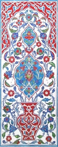 40x100 Cm ED 703 Saksılı Eldekoru Çini Pano