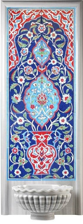40x100 Cm ED 704 Kobalt Saksılı Eldekoru Çini Pano