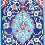 40x100 Cm ED 704 Kobalt Saksılı Eldekoru Çini Pano