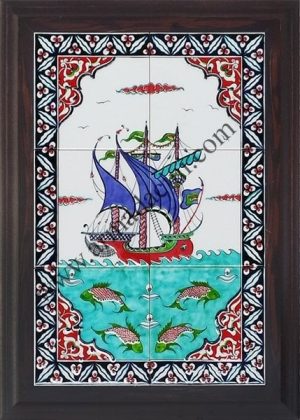 40x60 Cm ED 500 İznik Kalyon Eldekoru Çini Pano
