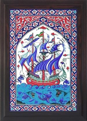 40x60 Cm ED 501 Osmanlı Kalyon Eldekoru Çini Pano