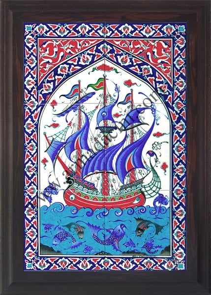 40x60 Cm ED 501 Osmanlı Kalyon Eldekoru Çini Pano