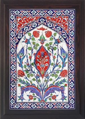 40x60 Cm ED 507 Kırmızı Göbekli Eldekoru Çini Pano