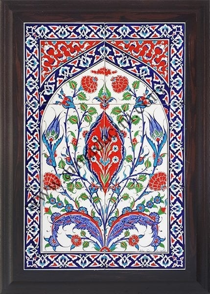 40x60 Cm ED 507 Kırmızı Göbekli Eldekoru Çini Pano