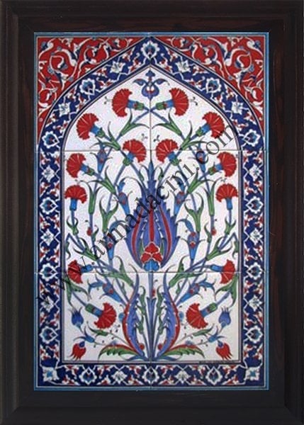 40x60 Cm ED 512 Mavi Hançerli Eldekoru Çini Pano