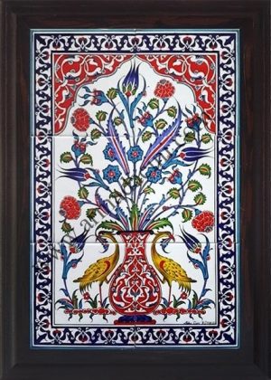 40x60 Cm ED 513 Sarı Sülünlü Eldekoru Çini Pano