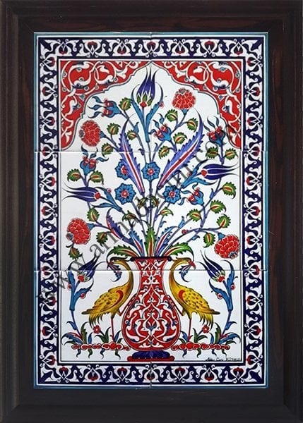 40x60 Cm ED 513 Sarı Sülünlü Eldekoru Çini Pano
