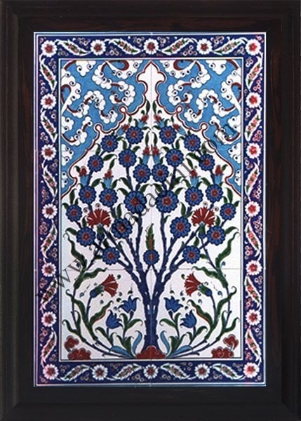 40x60 Cm ED 514 Kobalt Hayat ağaç Eldekoru Çini Pano