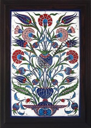 40x60 Cm ED 517 Lale Karanfil Eldekoru Çini Pano