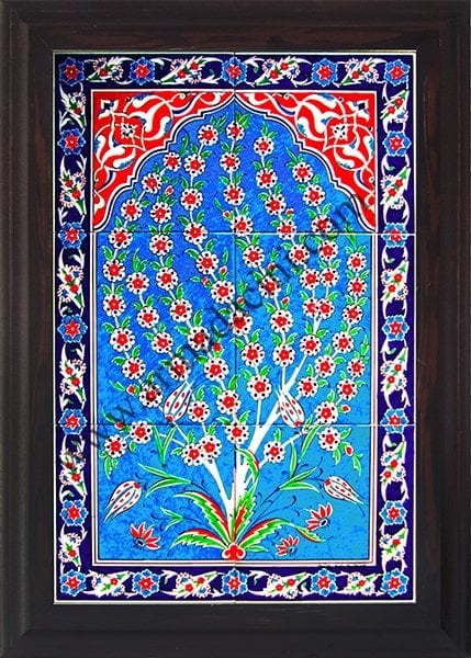 40x60 Cm ED 603 Turkuaz Hayat Ağacı Çini Pano