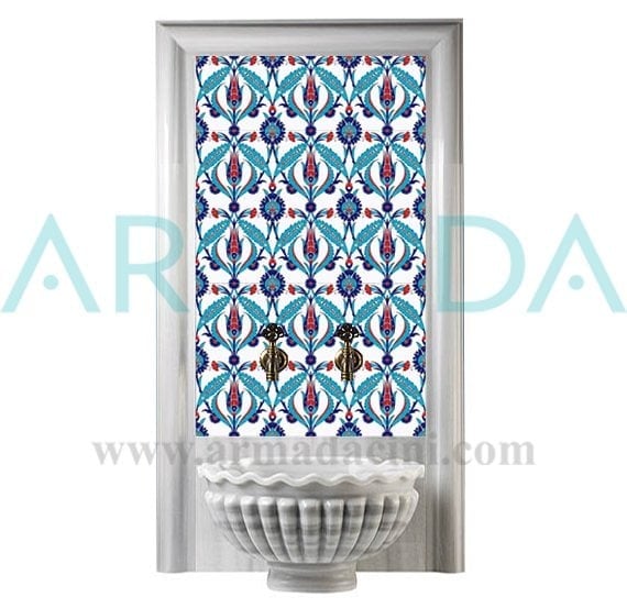 60x100 Cm Ac 2 Kırmızı Lale Serigraf Türk Hamamı Pano