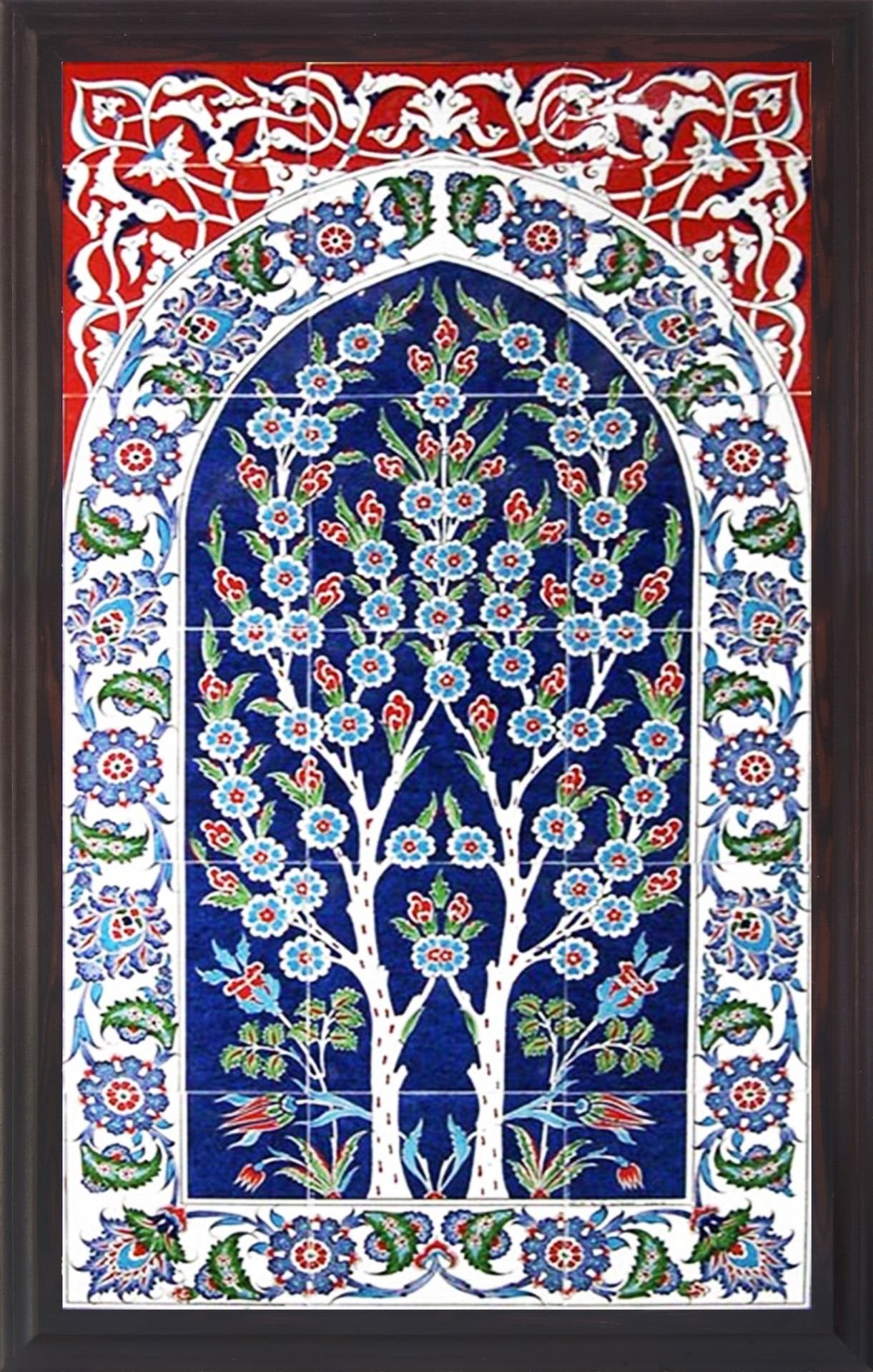 60x100 Cm ED 620 Çift Hayat ağacı El dekoru Çini Pano