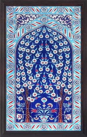 60x100 Cm ED 622 Kobalt Hayat ağacı Çini Pano