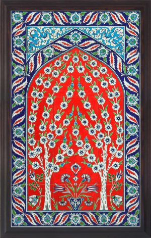 60x100 Cm ED 623 Kırmızılı Hayat ağacı Çini Pano