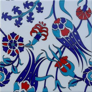 20x20 Cm SP 105 Lale Çiçek Desen Kütahya İznik Çini Karo