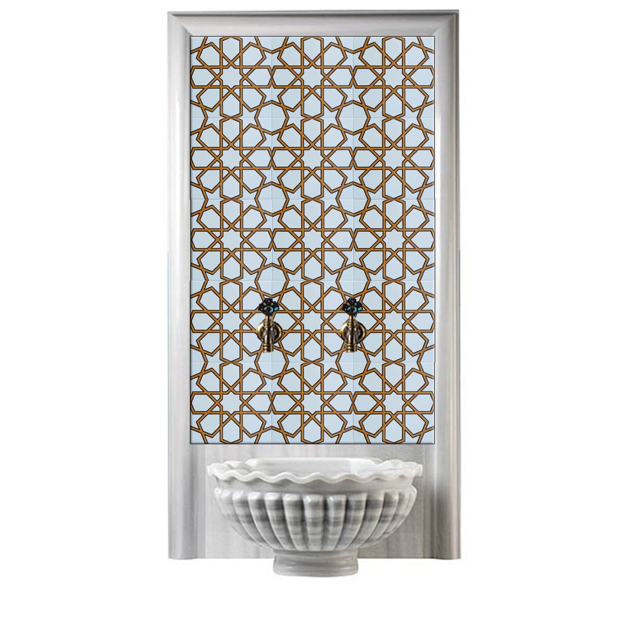 60x100 Cm SP 89-v Sarı Beyaz Serigraf Türk Hamamı Pano