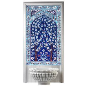 60x100 Kobalt hayat ağacı Türk Hamamı Çini Seramik Pano